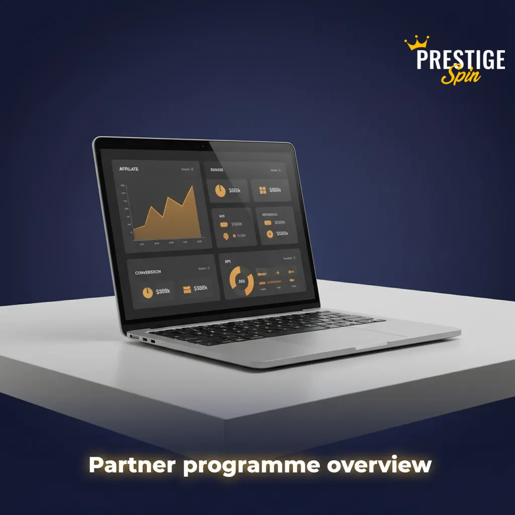 Affiliate partner programme overview: dashboard tracking clicks, signups, revenue; tiered deals, assets, compliance, payments