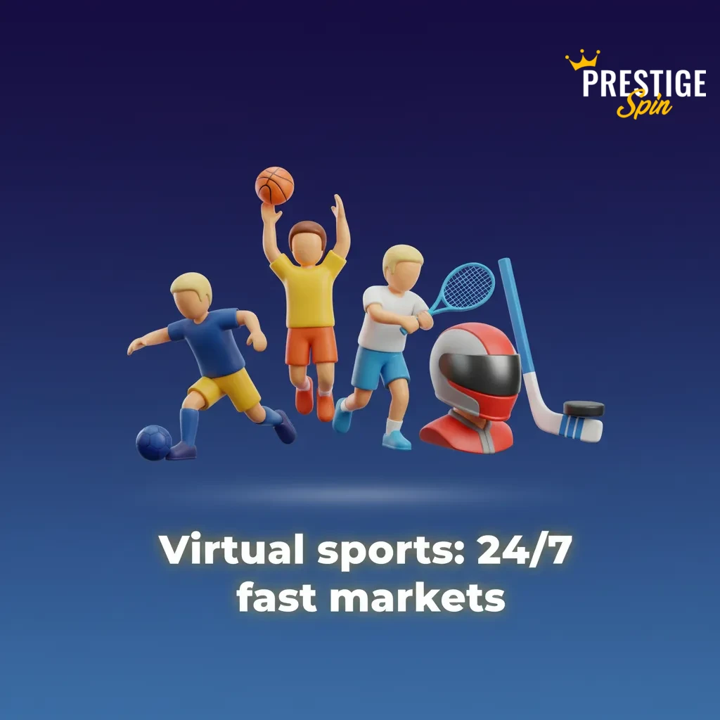 Virtual sports interface with RNG events every minute; 24/7 fast markets for football, horses, greyhounds, basketball.
